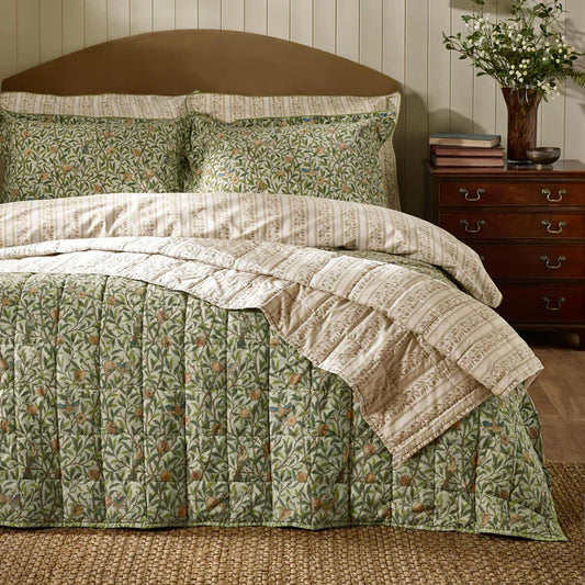 Morris & Co (Riva Home) Bedspread/Throw Herbal Green BIRD AND POMEGRANATE BEDSPREAD by William Morris at Home