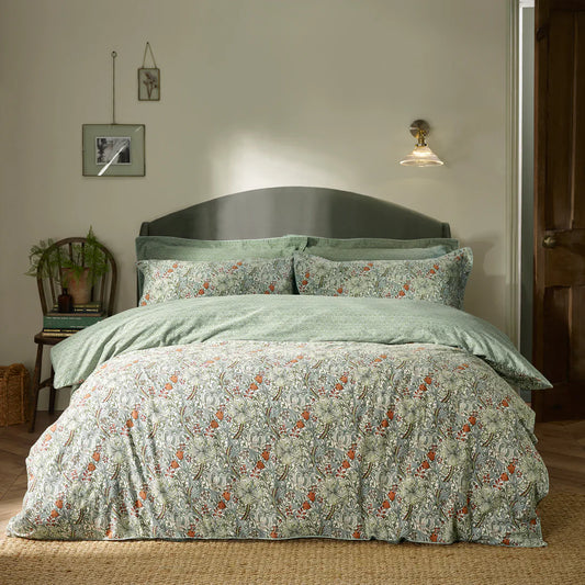 Morris & Co (Riva Home) Duvet Cover set Double Duvet set / Herbal Green GOLDEN LILY DUVET COVER SET by William Morris at Home