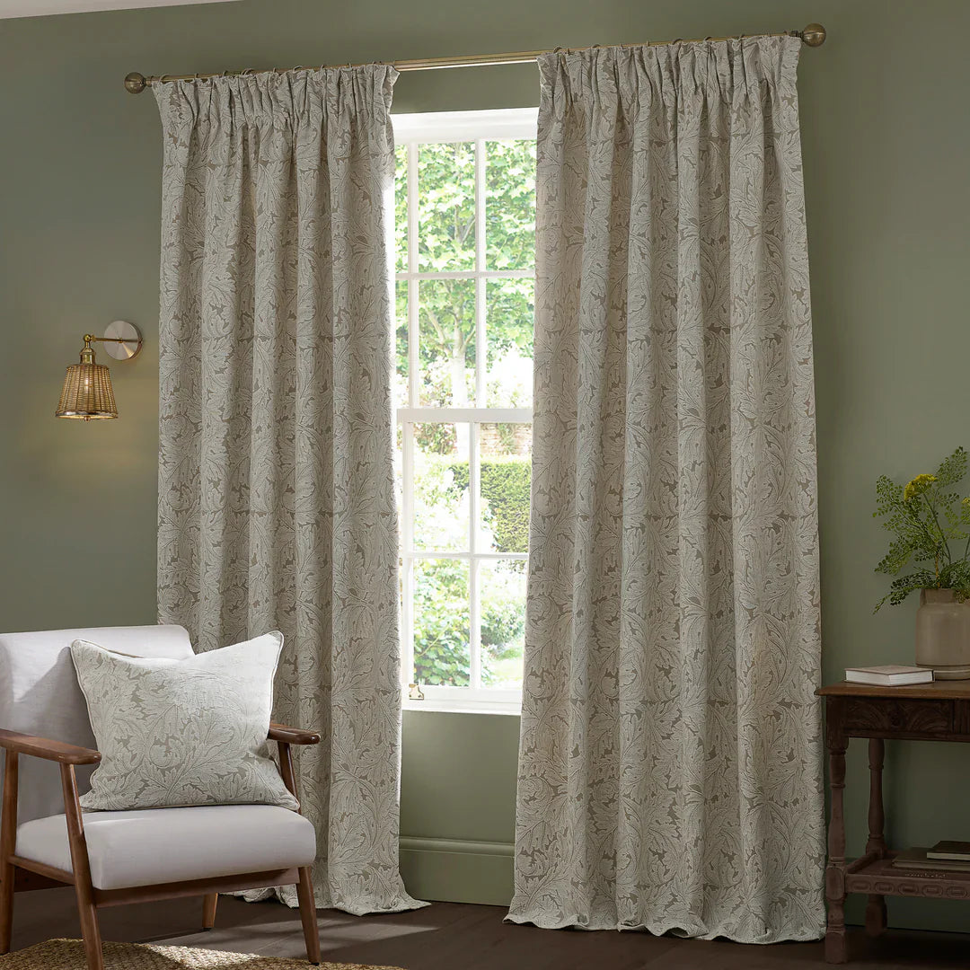 Morris & Co (Riva Home) Morris & Co Curtains ACANTHUS PENCIL PLEAT CURTAINS LINEN by Morris & Co