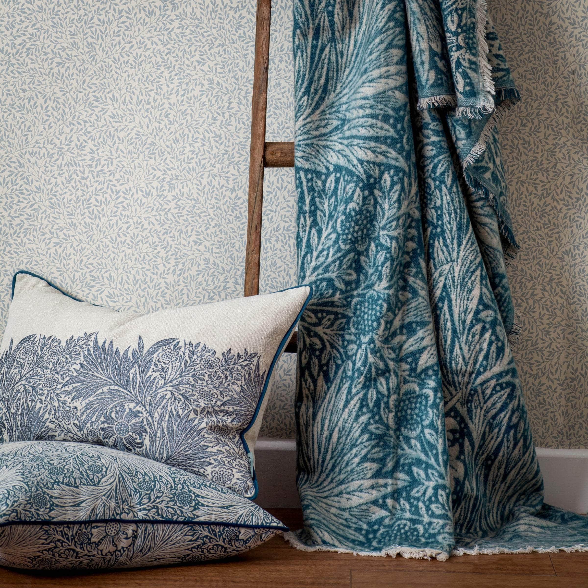 Morris & Co (Riva Home) Morris & Co Throw Morris & Co Marigold Jacquard Throw Indigo