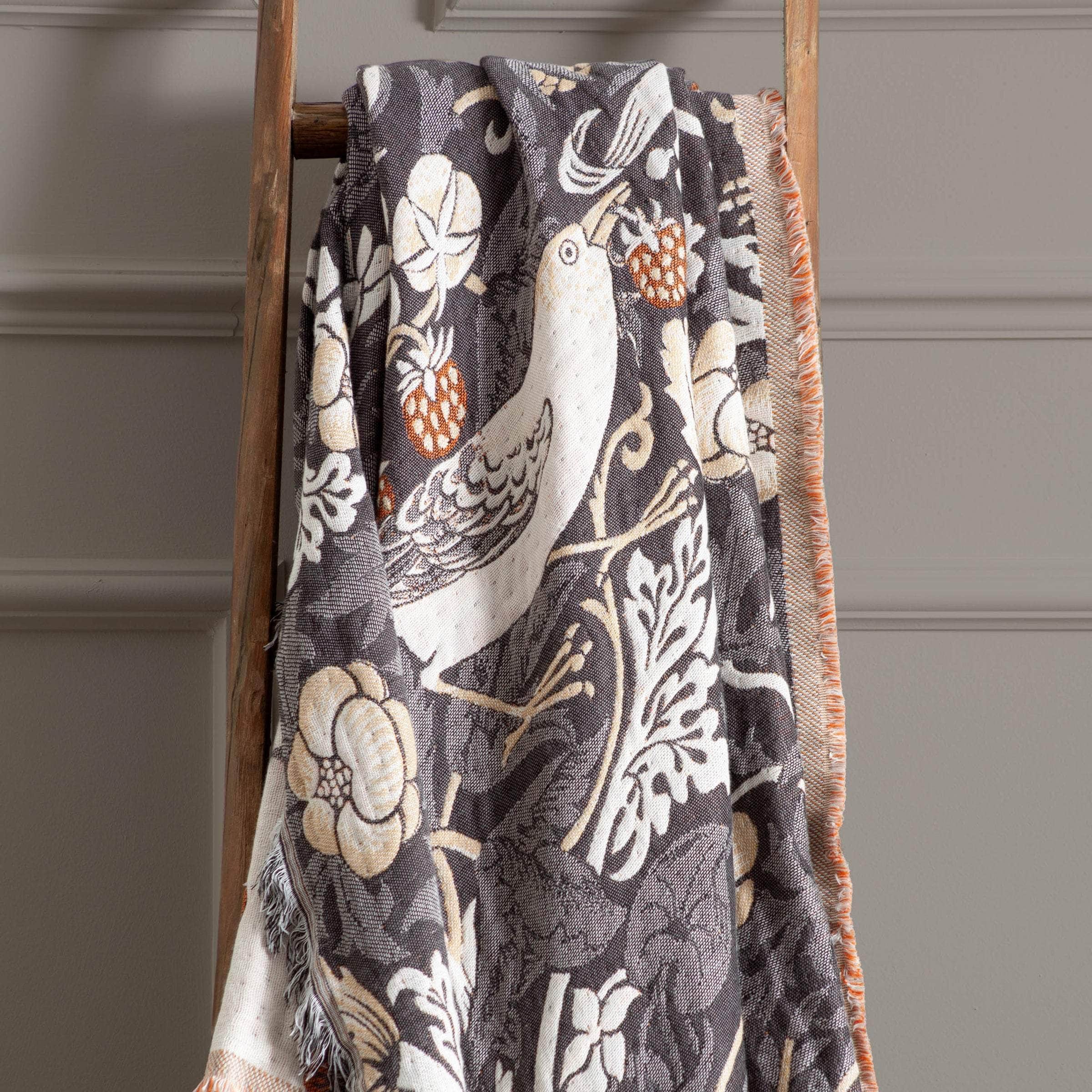 Morris & Co (Riva Home) Morris & Co Throw Morris & Co Strawberry Thief Jacquard Throw Biscuit