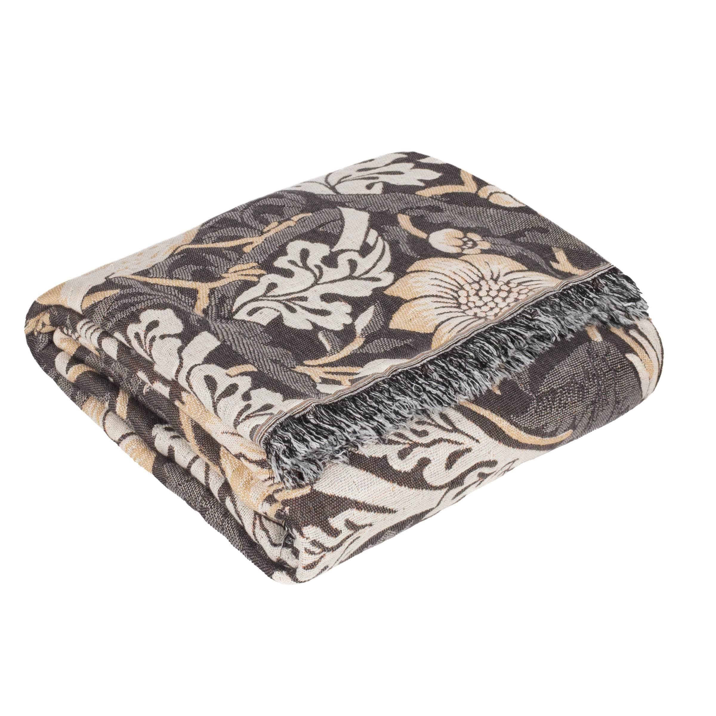 Morris & Co (Riva Home) Morris & Co Throw Morris & Co Strawberry Thief Jacquard Throw Biscuit