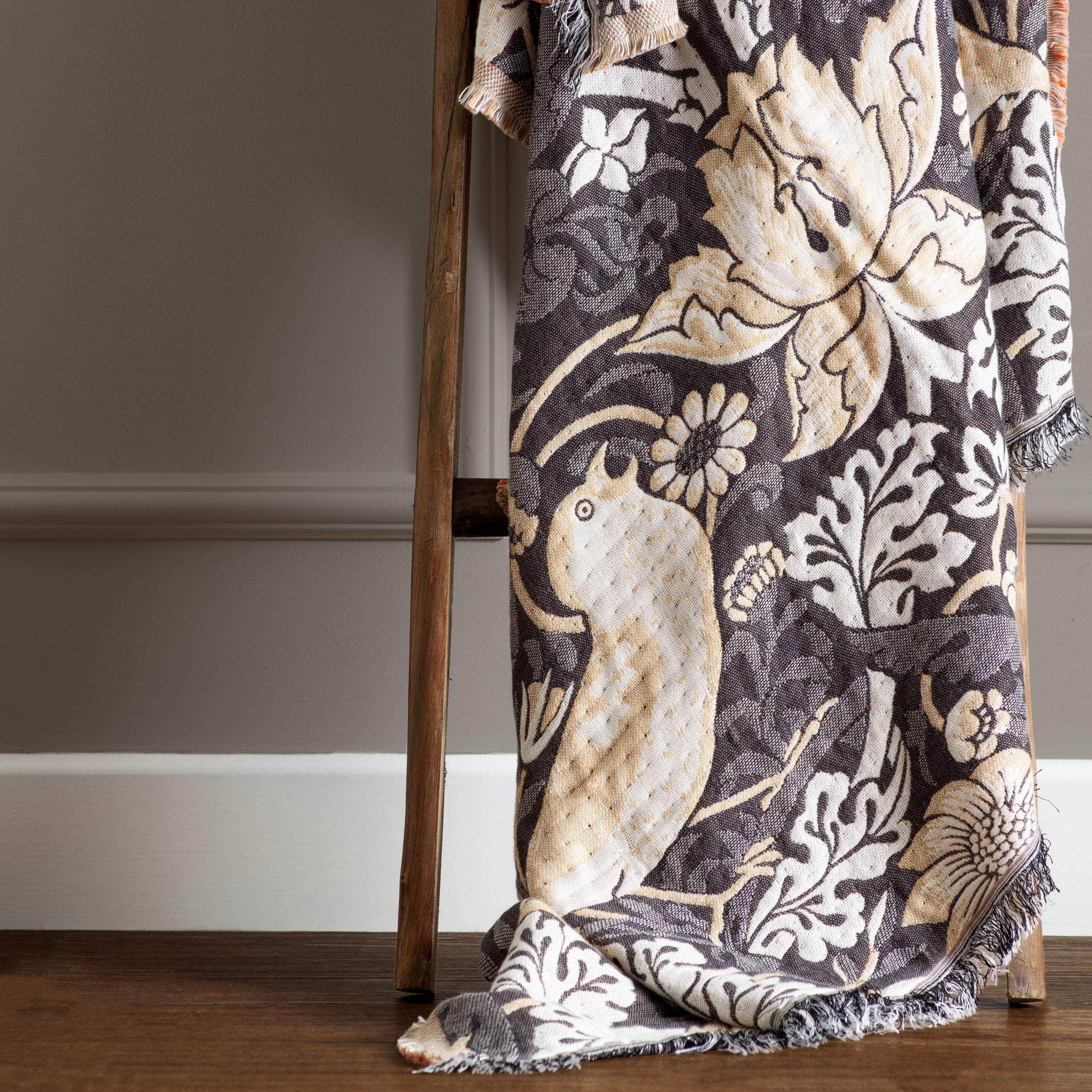 Morris & Co (Riva Home) Morris & Co Throw Morris & Co Strawberry Thief Jacquard Throw Biscuit