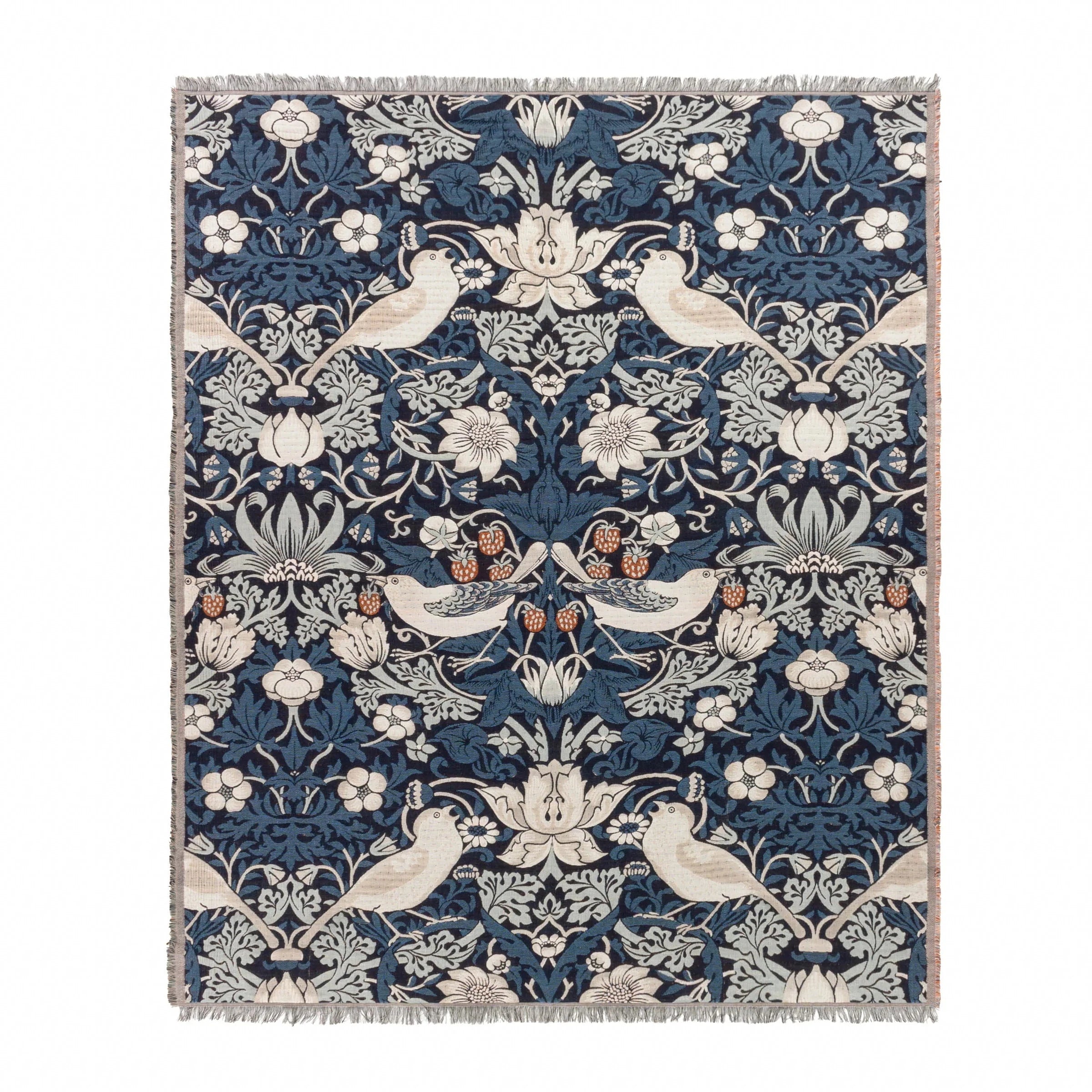 Morris & Co (Riva Home) Morris & Co Throw Morris & Co Strawberry Thief Jacquard Throw Indigo