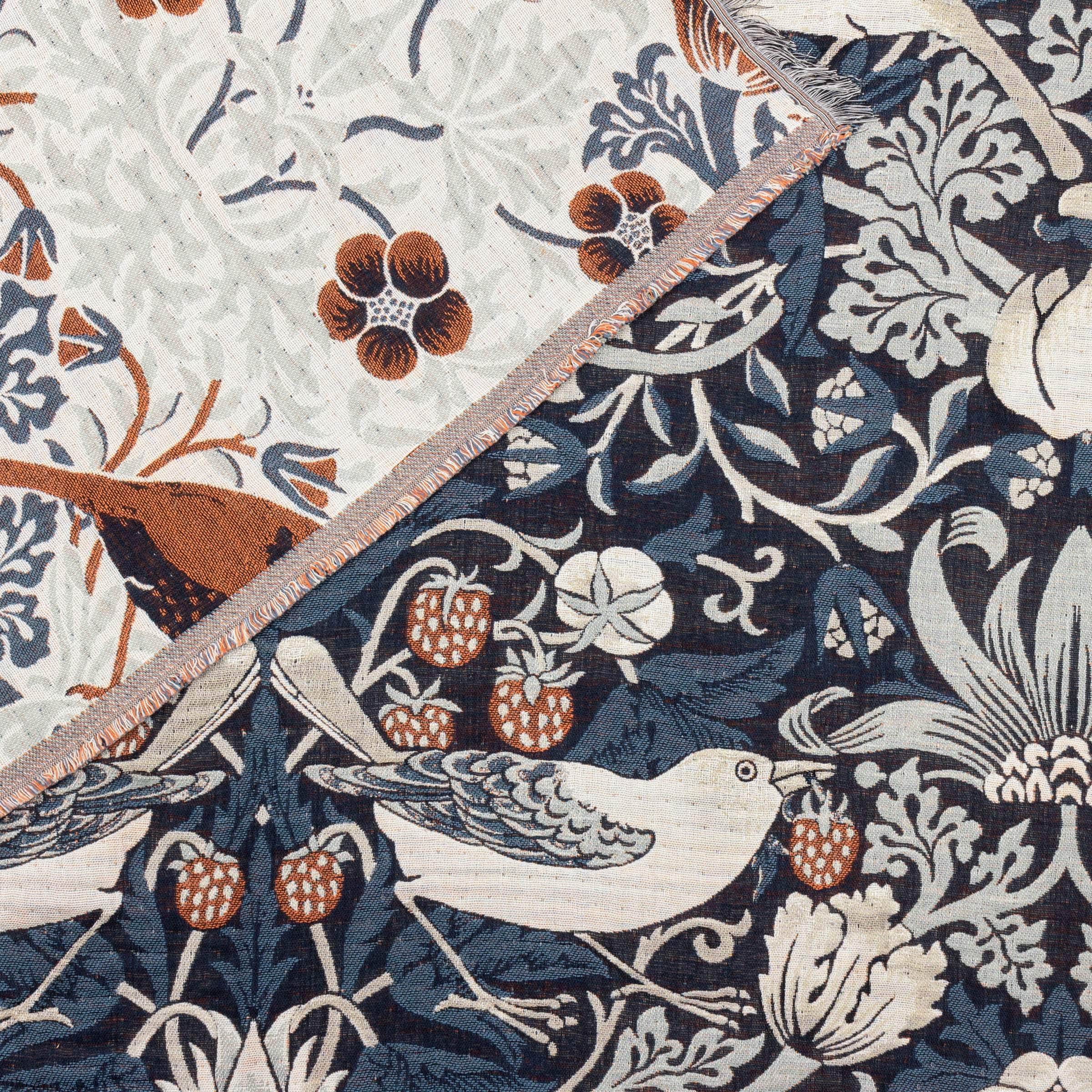 Morris & Co (Riva Home) Morris & Co Throw Morris & Co Strawberry Thief Jacquard Throw Indigo