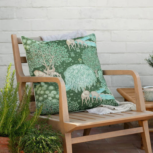 Morris & Co (Riva Home) Outdoor Cushion Forest Green Morris & Co The Brook Printed Outdoor Cushion