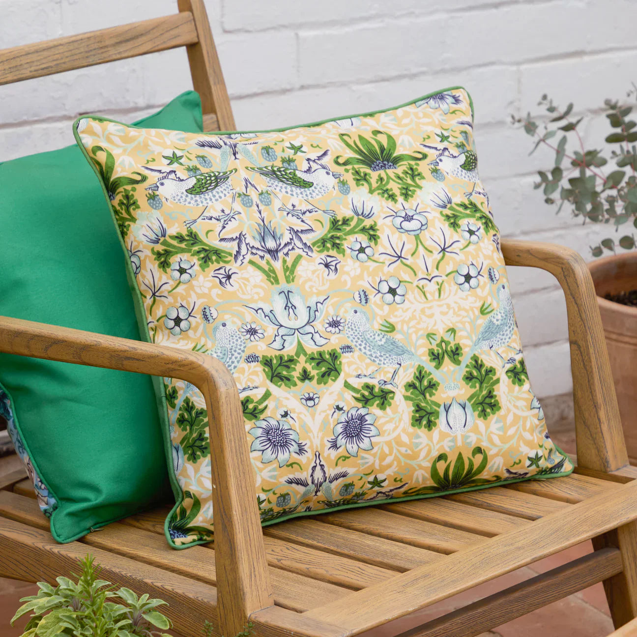 Morris & Co (Riva Home) Outdoor Designer Cushions Sunflower STRAWBERRY THIEF OUTDOOR CUSHION by Morris & Co