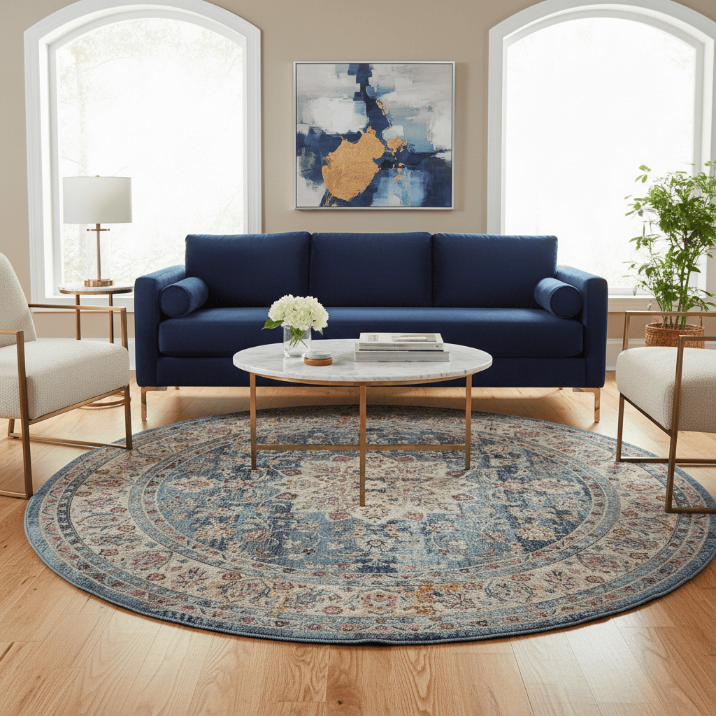 Nourison & Home Designer Rugs 122 cm (4’0”) – Round / Blue NOURISON VINTAGE KASHAN VKA01 AREA RUG by Nourison