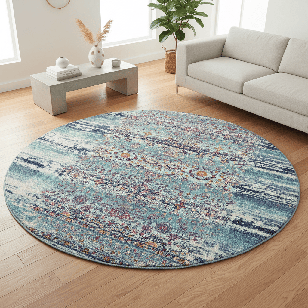 Nourison & Home Designer Rugs 122 cm (4’0”) – Round / Blue NOURISON VINTAGE KASHAN VKA02 AREA RUG by Nourison.