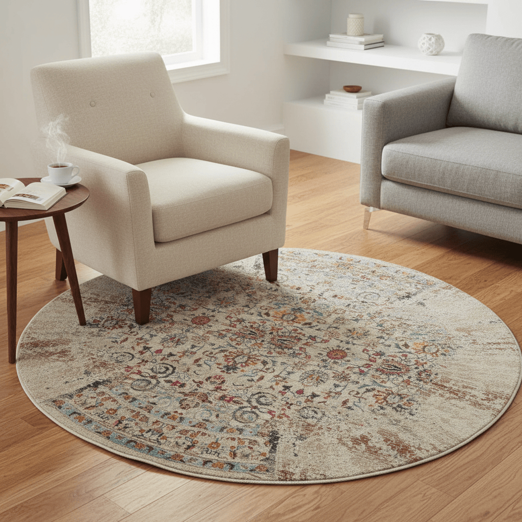 Nourison & Home Designer Rugs 122 cm (4’0”) – Round / Ivory NOURISON VINTAGE KASHAN VKA02 AREA RUG by Nourison.