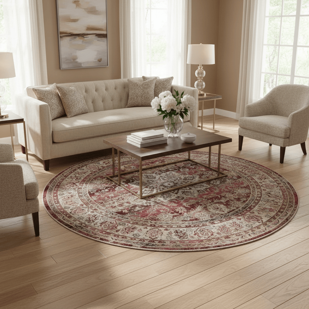 Nourison & Home Designer Rugs 122 cm (4’0”) – Round / Red NOURISON VINTAGE KASHAN VKA01 AREA RUG by Nourison