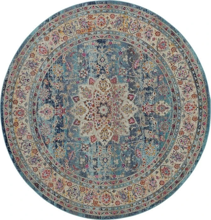 Nourison & Home Designer Rugs 122 cm (4’0”) – Round VINTAGE KASHAN VKA01 Blue Rug by Nourison Home