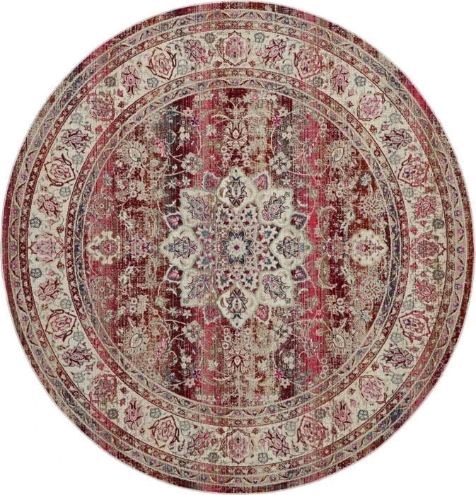 Nourison & Home Designer Rugs 122 cm (4’0”) – Round VINTAGE KASHAN VKA01 Red Rug by Nourison Home
