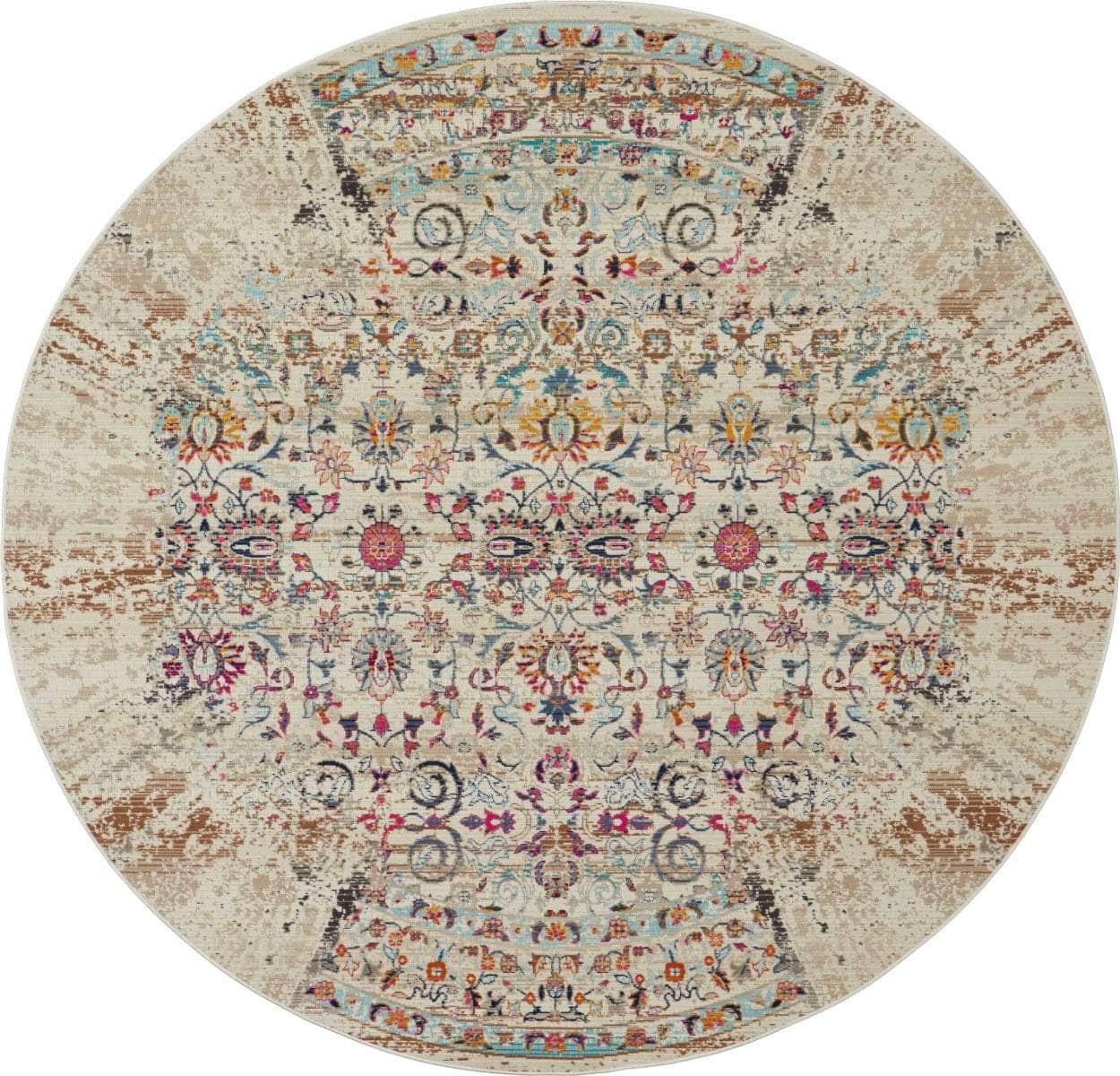 Nourison & Home Designer Rugs 122 cm (4’0”) – Round VINTAGE KASHAN VKA02 Ivory Rug by Nourison Home