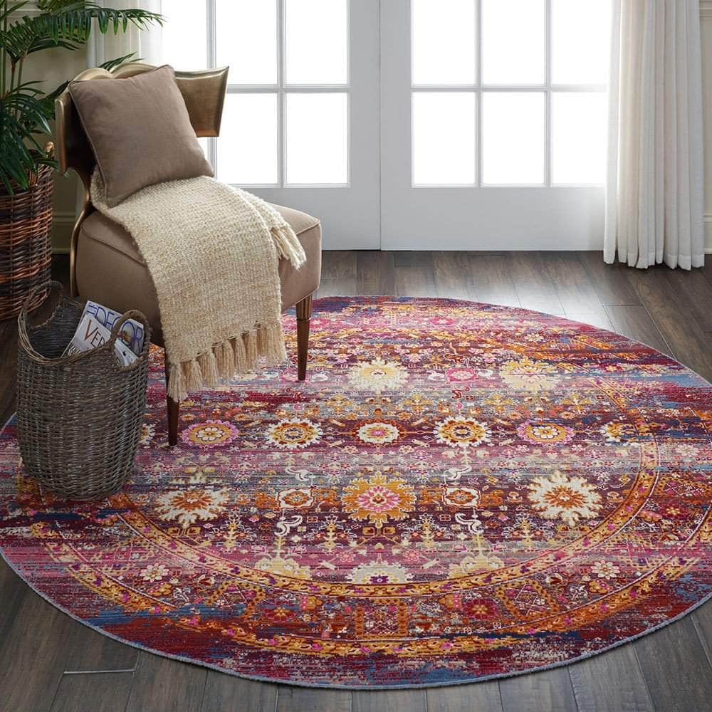 Nourison & Home Designer Rugs 122 cm (4’0”) – Round VINTAGE KASHAN VKA03 Red Rug by Nourison Home