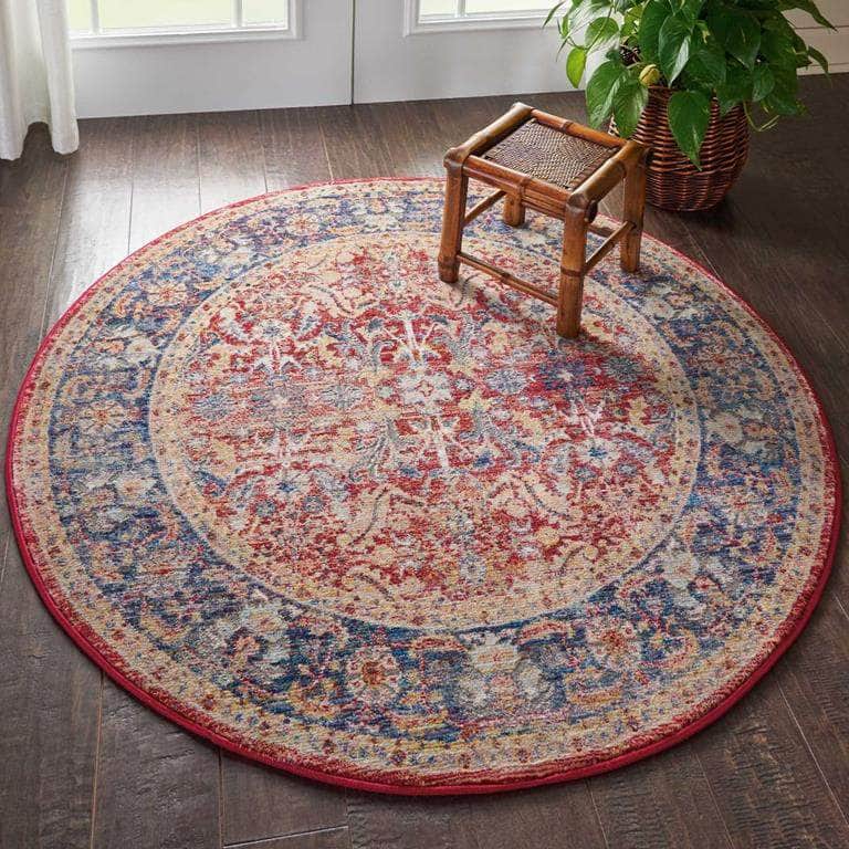 Nourison & Home Designer Rugs 183 cm (6’0”) – Round Ankara Global ANR02 Red Rug by Nourison Home