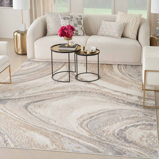 Nourison & Home Designer Rugs 221 cm x 160 cm (7’3” x 5’3”) Inspire Me! Home Décor Brushstrokes Rug Series by Nourison Home - Cream/Grey