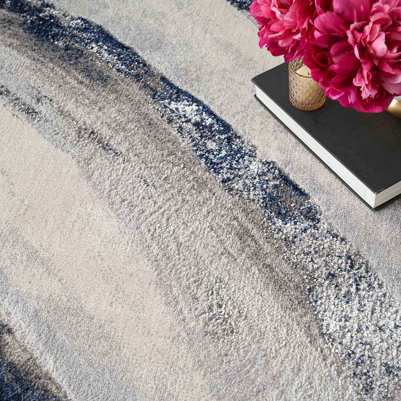 Nourison & Home Designer Rugs 221 cm x 160 cm (7’3” x 5’3”) Inspire Me! Home Décor Brushstrokes Rug Series by Nourison Home - Grey/Navy