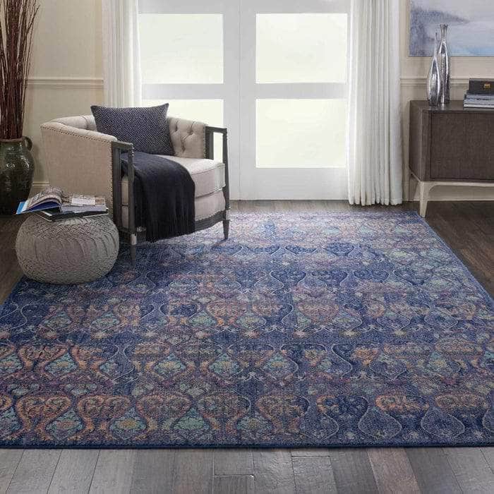 Nourison & Home Designer Rugs Ankara Global ANR08 Navy Multicolour Rug by Nourison Home