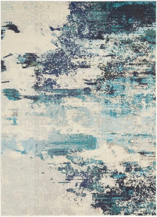 Nourison & Home Designer Rugs Celestial CES02 Ivory/Teal Blue Rug by Nourison Home