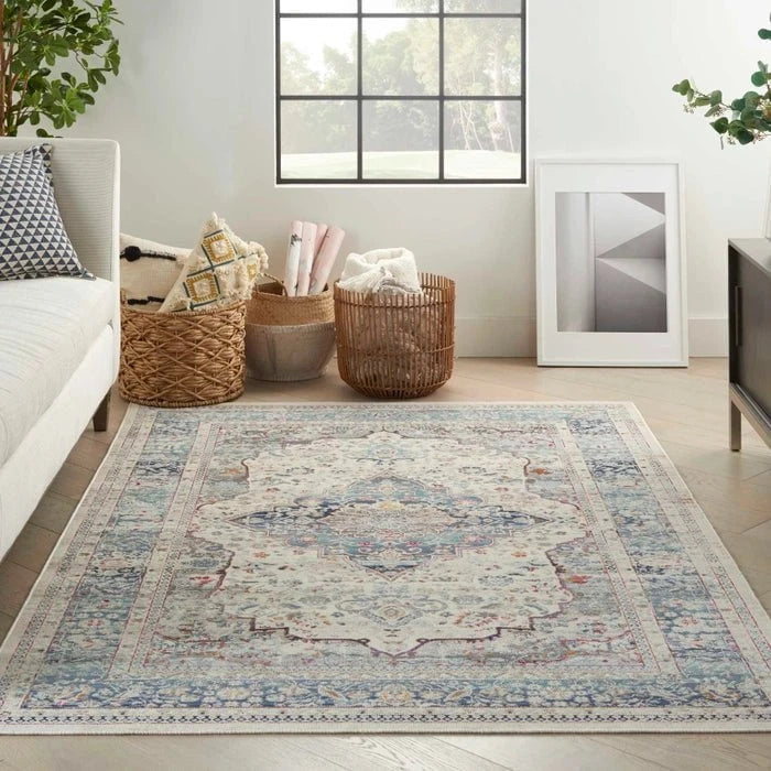 Nourison & Home Designer Rugs Vintage Kashan VKA07 Ivory Blue Rug by Nourison Home