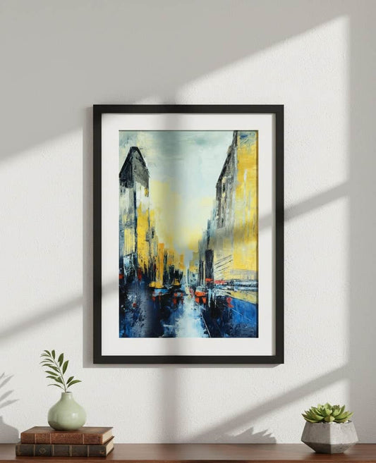 Original Irish Art Print CITYLIGHTS AT DUSK FRAMED ART PRINT by Original Irish Art