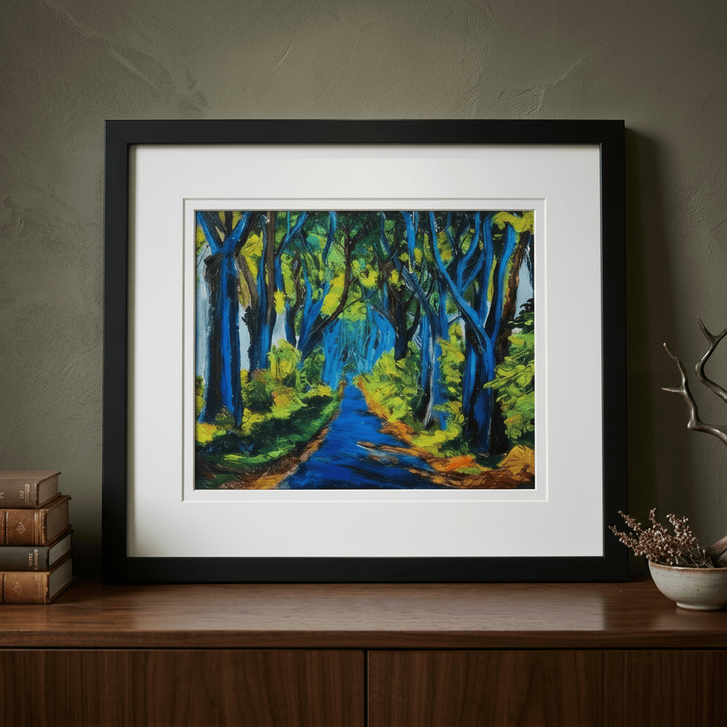Original Irish Art Print THE DARK HEDGES BLACK FRAMED PRINT by Original Irish Art