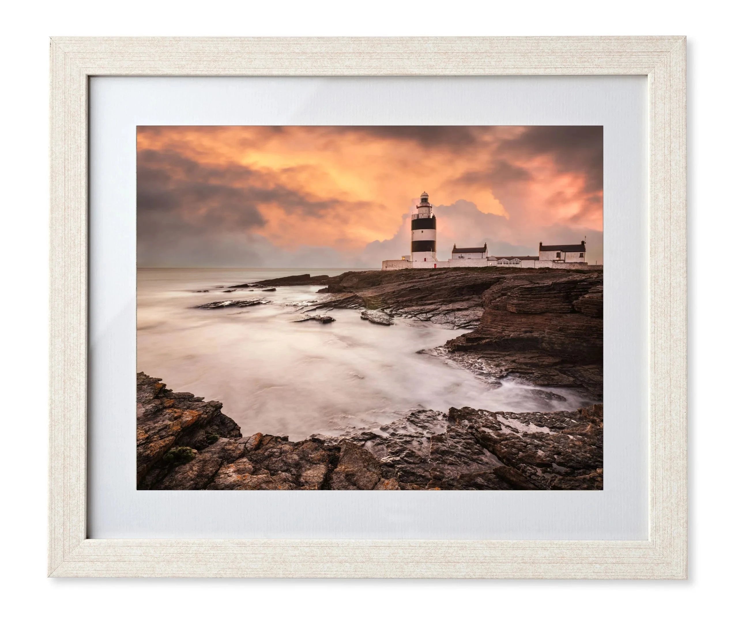 Original Irish Art Print White HOOK LIGHTHOUSE CO WEXFORD | OPEN EDITION PRINT | FRAMED by Original Irish Art