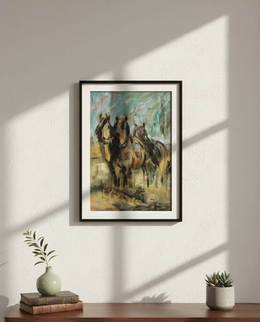 Original Irish Art Print WORKING HORSES FRAMED ART PRINT by Original Irish Art