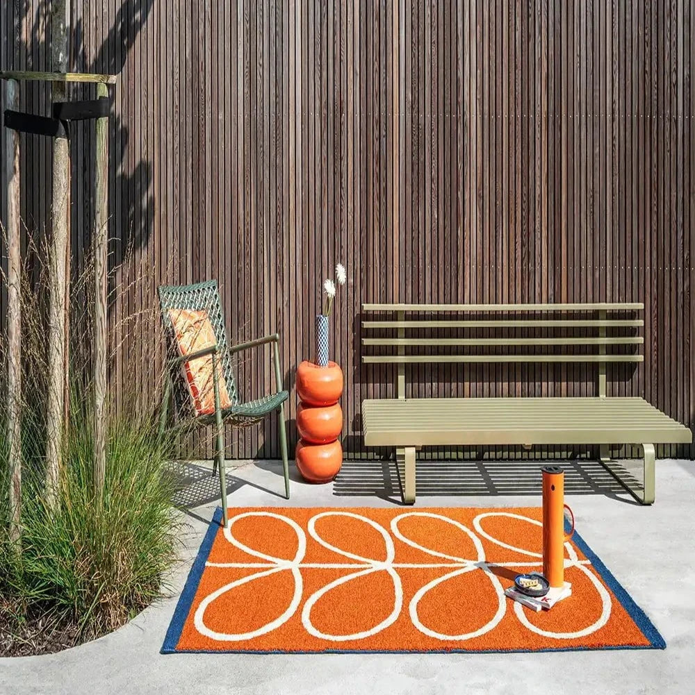 Orla Kiely (Brink & Campman) Designer Rugs Orla Kiely Linear Stem Orange Indoor/Outdoor Rug