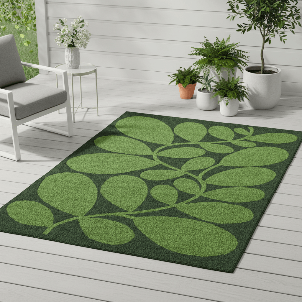 Orla Kiely (Brink & Campman) Outdoor Rugs 140 x 200cm / 4’7” x 6’7” / Dill ORLA KIELY INDOOR OUTDOOR SYCAMORE AREA RUG by Brink and Campman