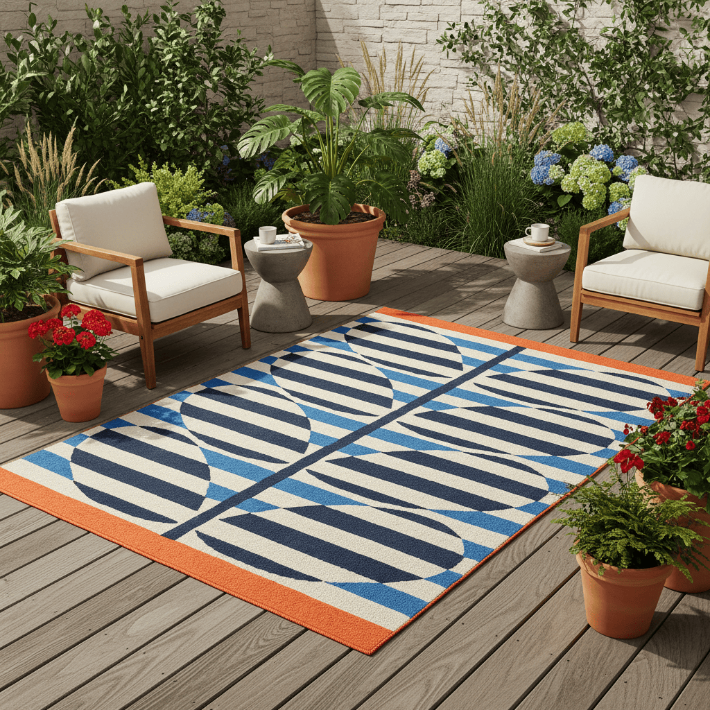 Orla Kiely (Brink & Campman) Outdoor Rugs ORLA KIELY INDOOR OUTDOOR STRIPY STEM AREA RUG by Brink and Campman