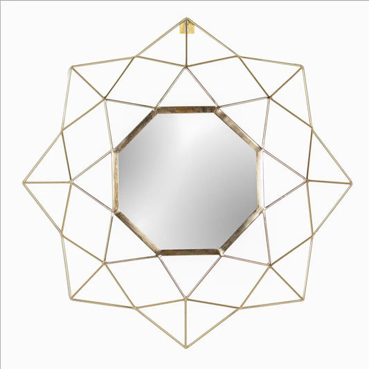 Paoletti Mirror Paoletti Handmade Gold Geo 60cm Round Circular Wall Mirror in Brass