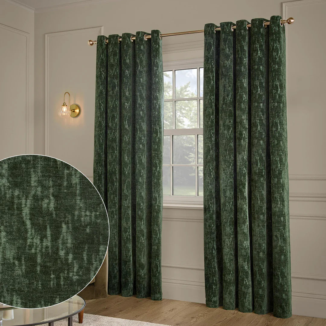 Paoletti (Riva Home) Curtains 168cm x 183cm / Emerald AURELIO CHENILLE LINED EYELET CURTAINS
by Paoletti