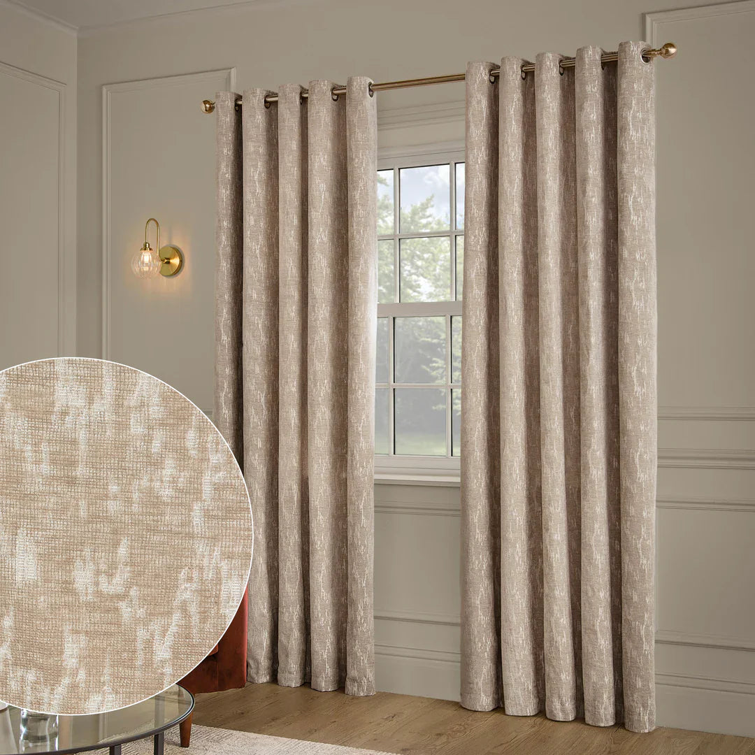 Paoletti (Riva Home) Curtains 168cm x 183cm / Mink AURELIO CHENILLE LINED EYELET CURTAINS
by Paoletti