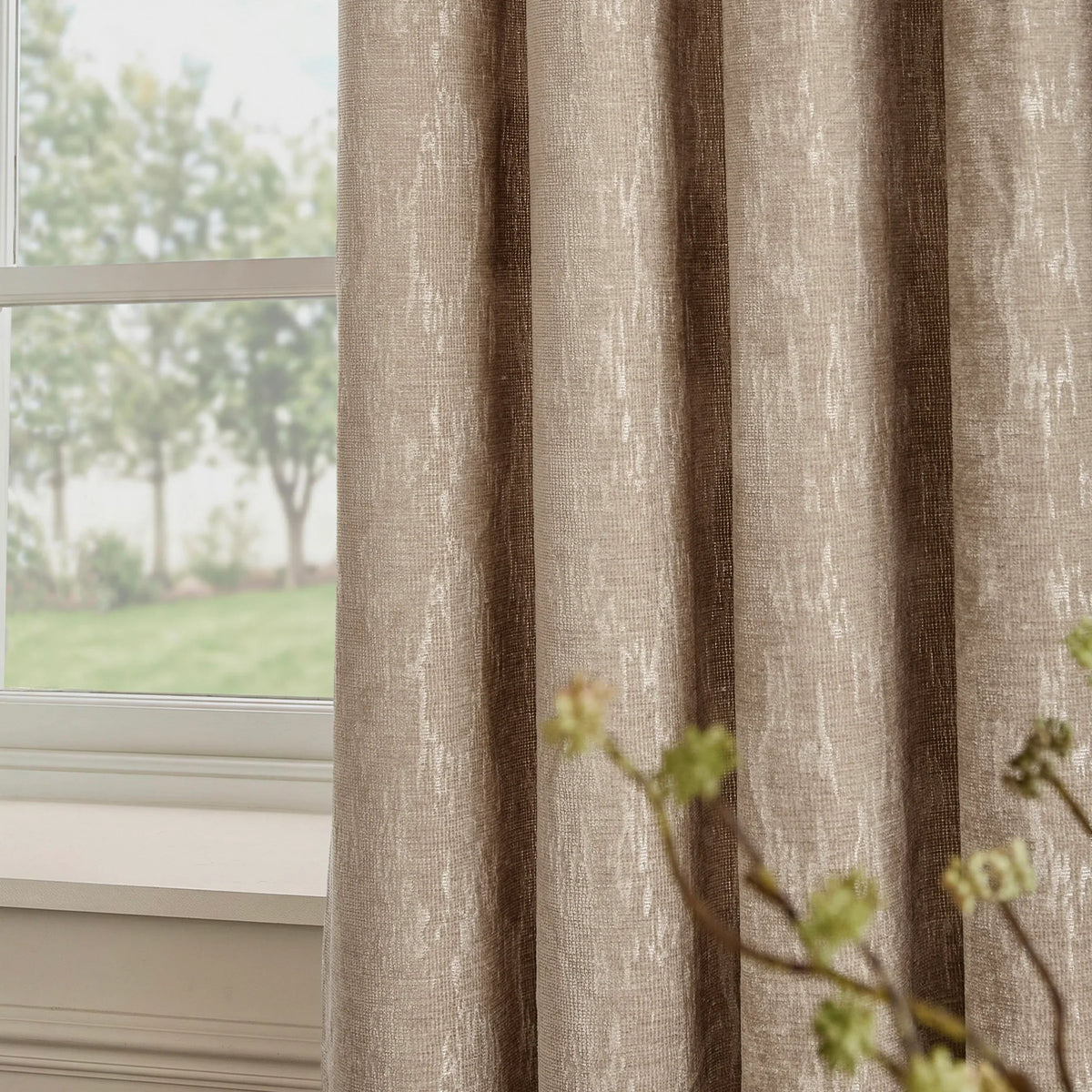 Paoletti (Riva Home) Curtains AURELIO CHENILLE LINED EYELET CURTAINS by Paoletti
