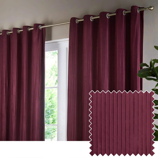 Paoletti (Riva Home) Curtains Corinthian Velvet Room Darkening Eyelet Curtains Merlot by Paoletti