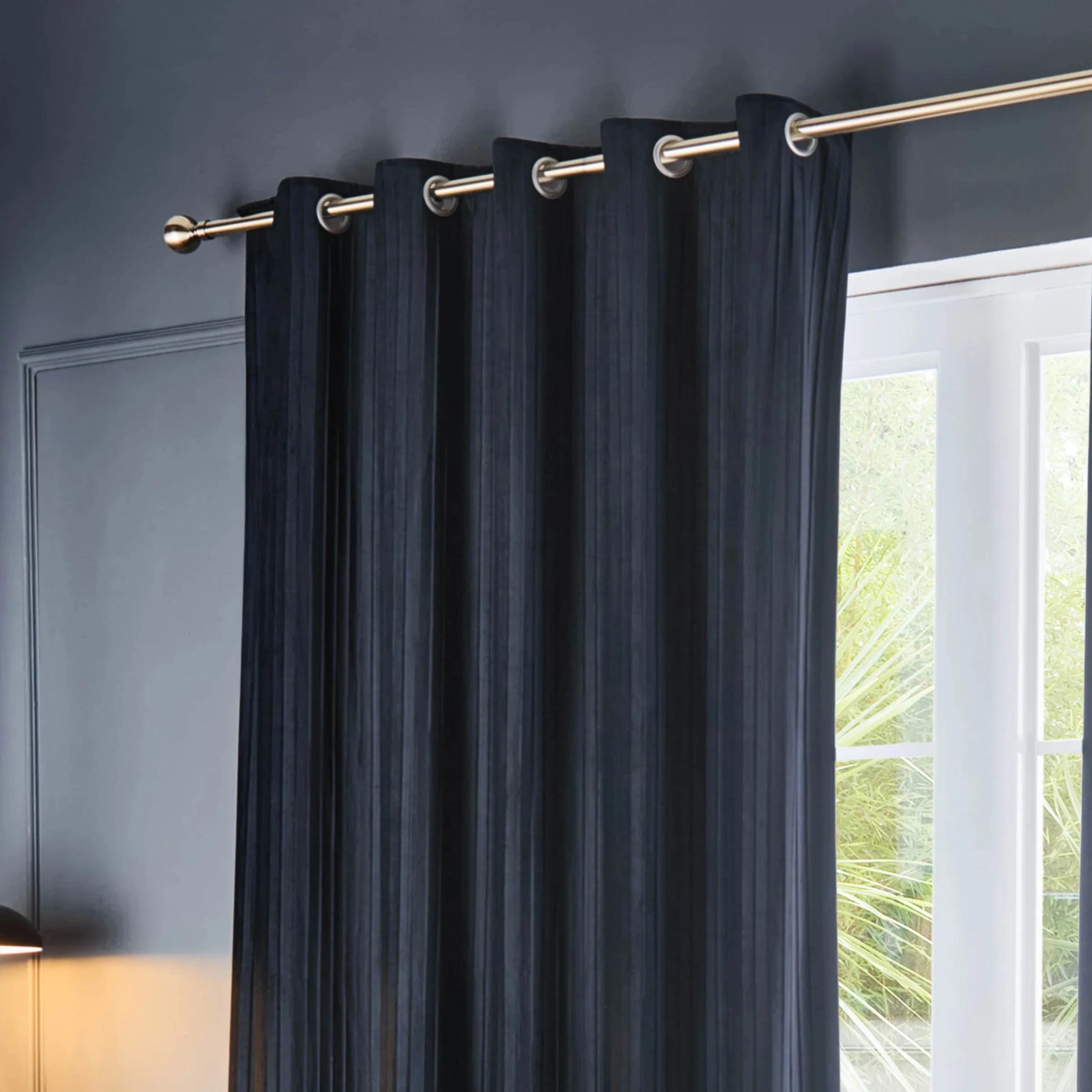 Paoletti (Riva Home) Curtains Corinthian Velvet Room Darkening Eyelet Curtains Midnight by Paoletti