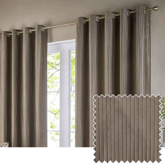 Paoletti (Riva Home) Curtains Corinthian Velvet Room Darkening Eyelet Curtains Mink by Paoletti