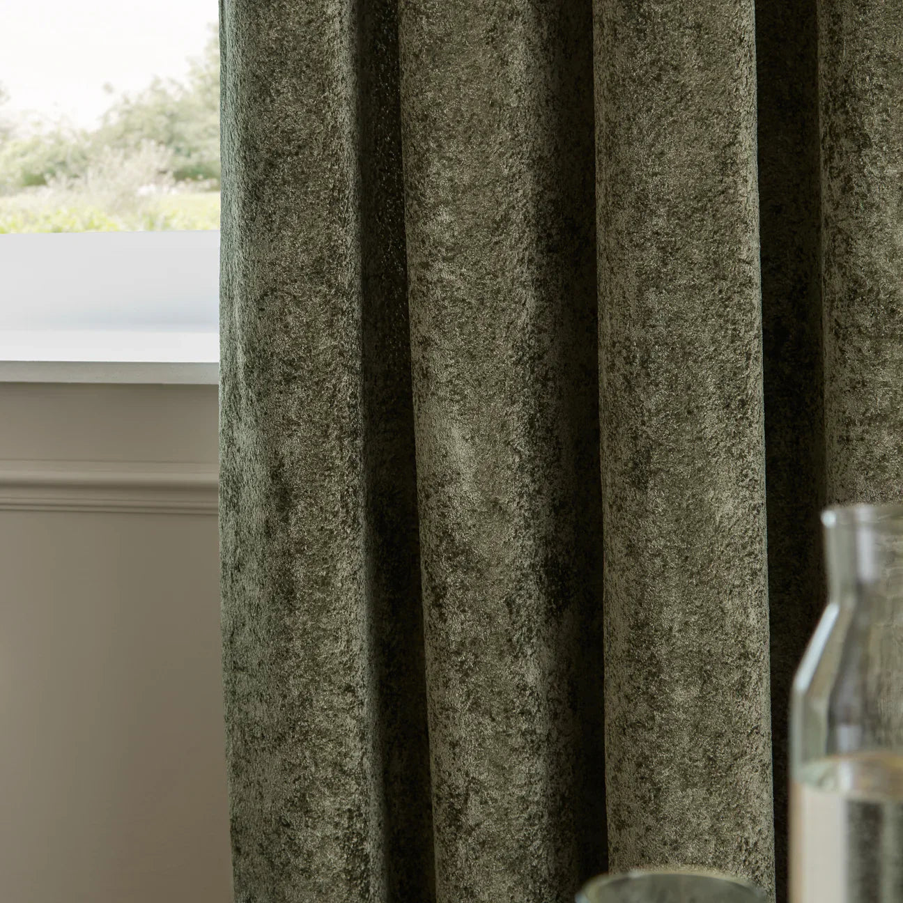 Paoletti (Riva Home) Curtains LUSTRE VELVET FULLY LINED EYELET CURTAINS MALACHITE GREEN by Paoletti