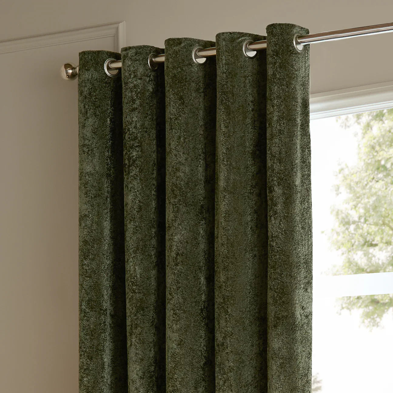 Paoletti (Riva Home) Curtains LUSTRE VELVET FULLY LINED EYELET CURTAINS MALACHITE GREEN by Paoletti