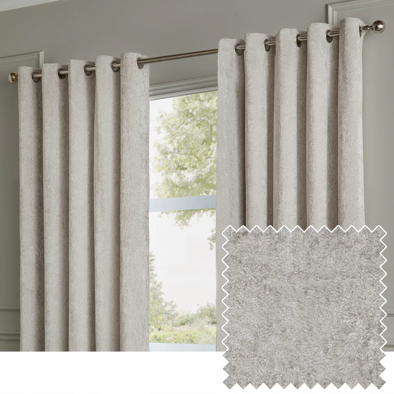 Paoletti (Riva Home) Curtains LUSTRE VELVET FULLY LINED EYELET CURTAINS SILVER
by Paoletti