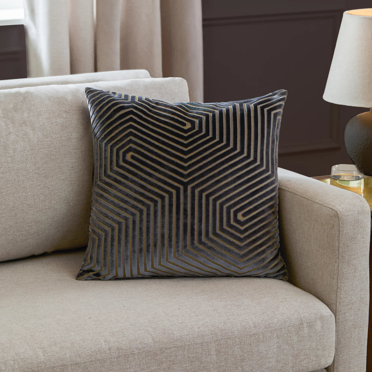 Paoletti (Riva Home) Cushions Charcoal / Medium 45cm x 45 cm EVOKE CUT VELVET CUSHION by Paoletti