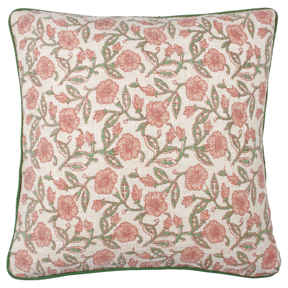 Paoletti (Riva Home) Cushions Coral DELPHINE FLORAL PIPED CUSHION by Paoletti