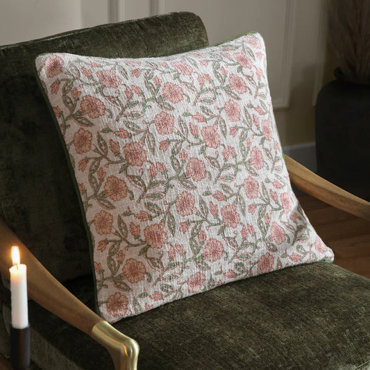 Paoletti (Riva Home) Cushions DELPHINE FLORAL PIPED CUSHION by Paoletti