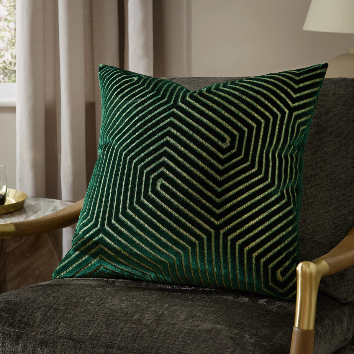 Paoletti (Riva Home) Cushions Emerald / Medium 45cm x 45 cm EVOKE CUT VELVET CUSHION by Paoletti