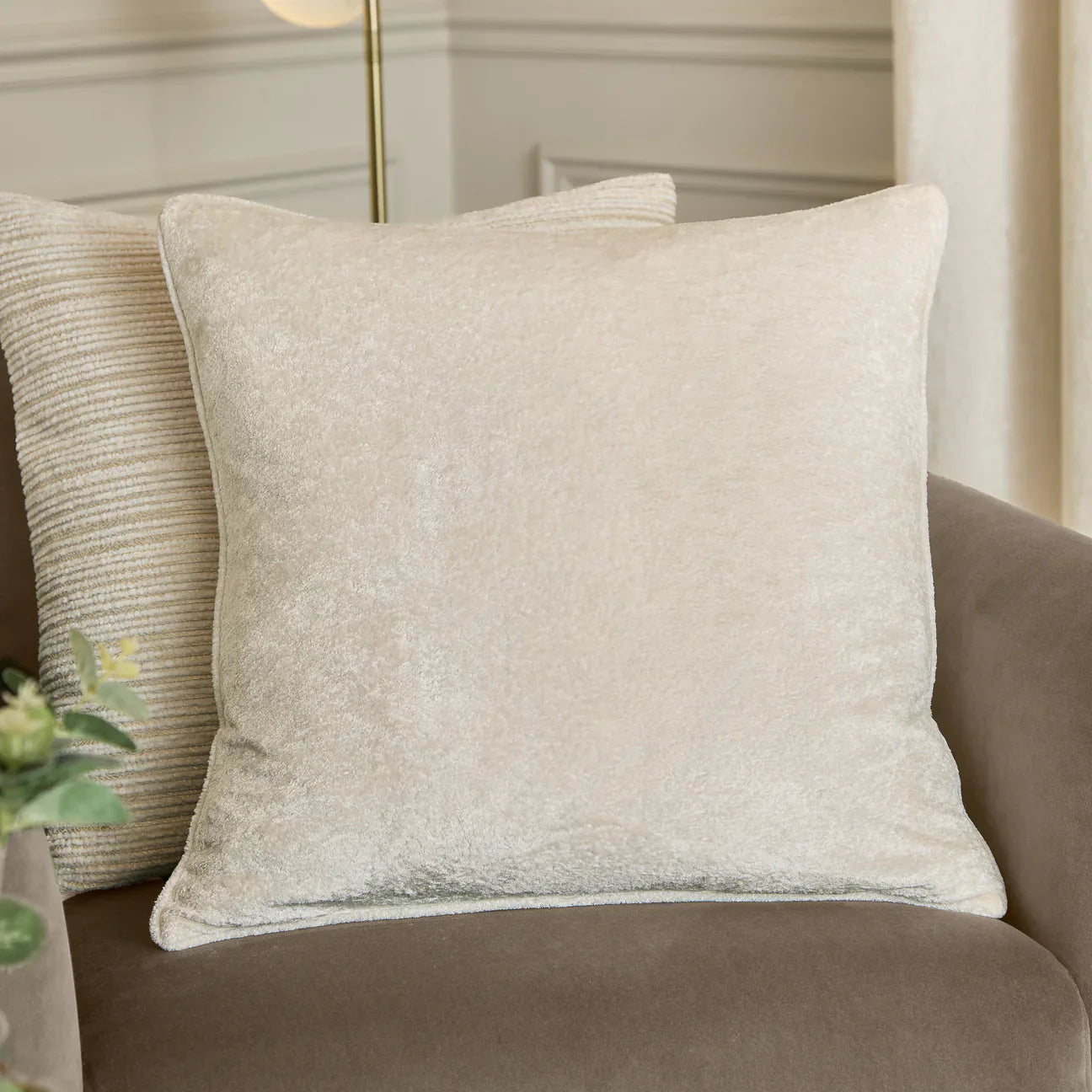 Paoletti (Riva Home) Cushions Ivory LUSTRE VELVET CUSHION by Paoletti