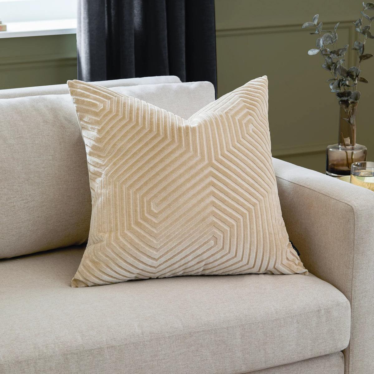 Paoletti (Riva Home) Cushions Ivory / Medium 45cm x 45 cm EVOKE CUT VELVET CUSHION by Paoletti