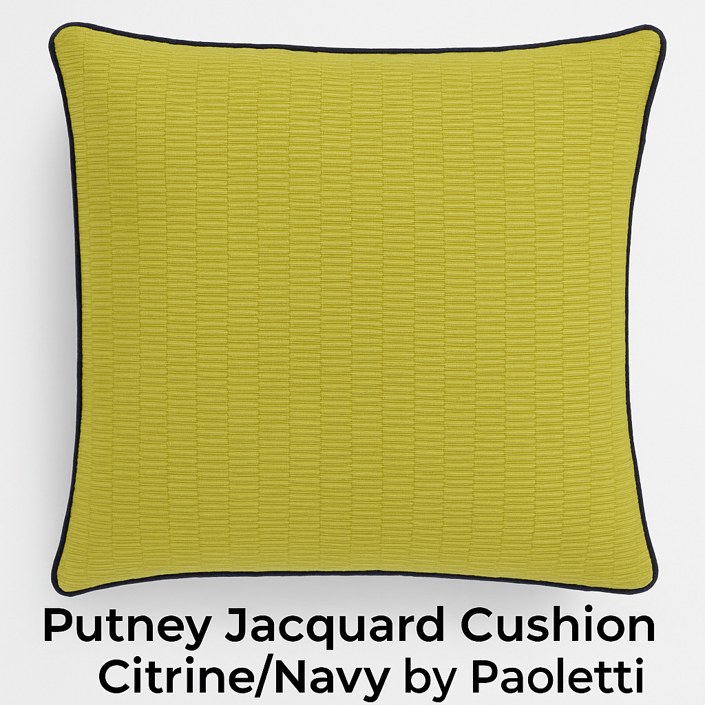 Paoletti (Riva Home) Cushions PUTNEY JACQUARD CUSHION – Citrine/Navy by Paoletti