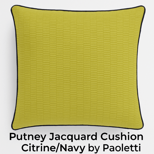 Paoletti (Riva Home) Cushions PUTNEY JACQUARD CUSHION – Citrine/Navy by Paoletti